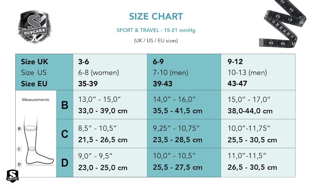 Kompressionsstrømpe Sport - sort/hvid