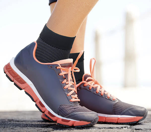 Kompressionsstrømpe uden tå - til hælspore - Sort