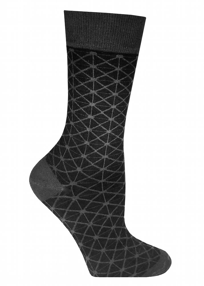 Sort mønstret bambusstrømpe